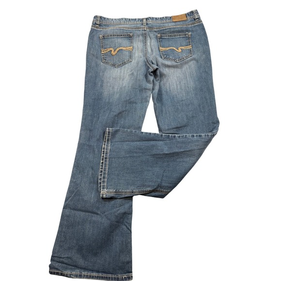 Vanity Wide Leg Bootcut Jeans Blue Medium Wash 32 Waist Stretch Boho Y2K Flare - Picture 3 of 17